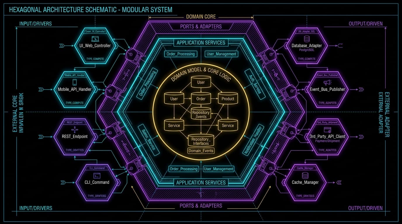 Clean Architecture & Hexagonal Domain Schematic
